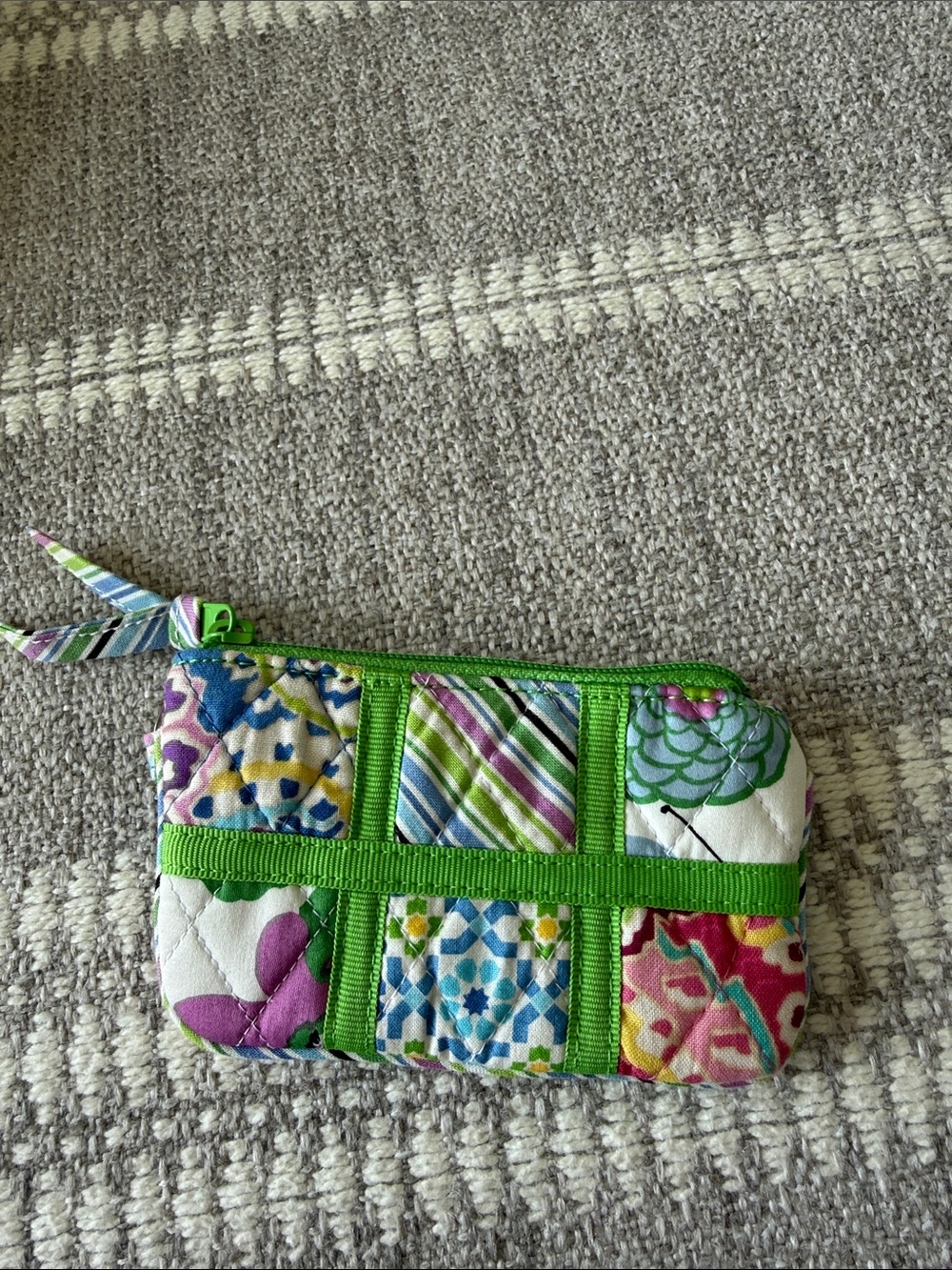 Vineyard Vines Green Multi-Color Quilted Patchwork Wristlet